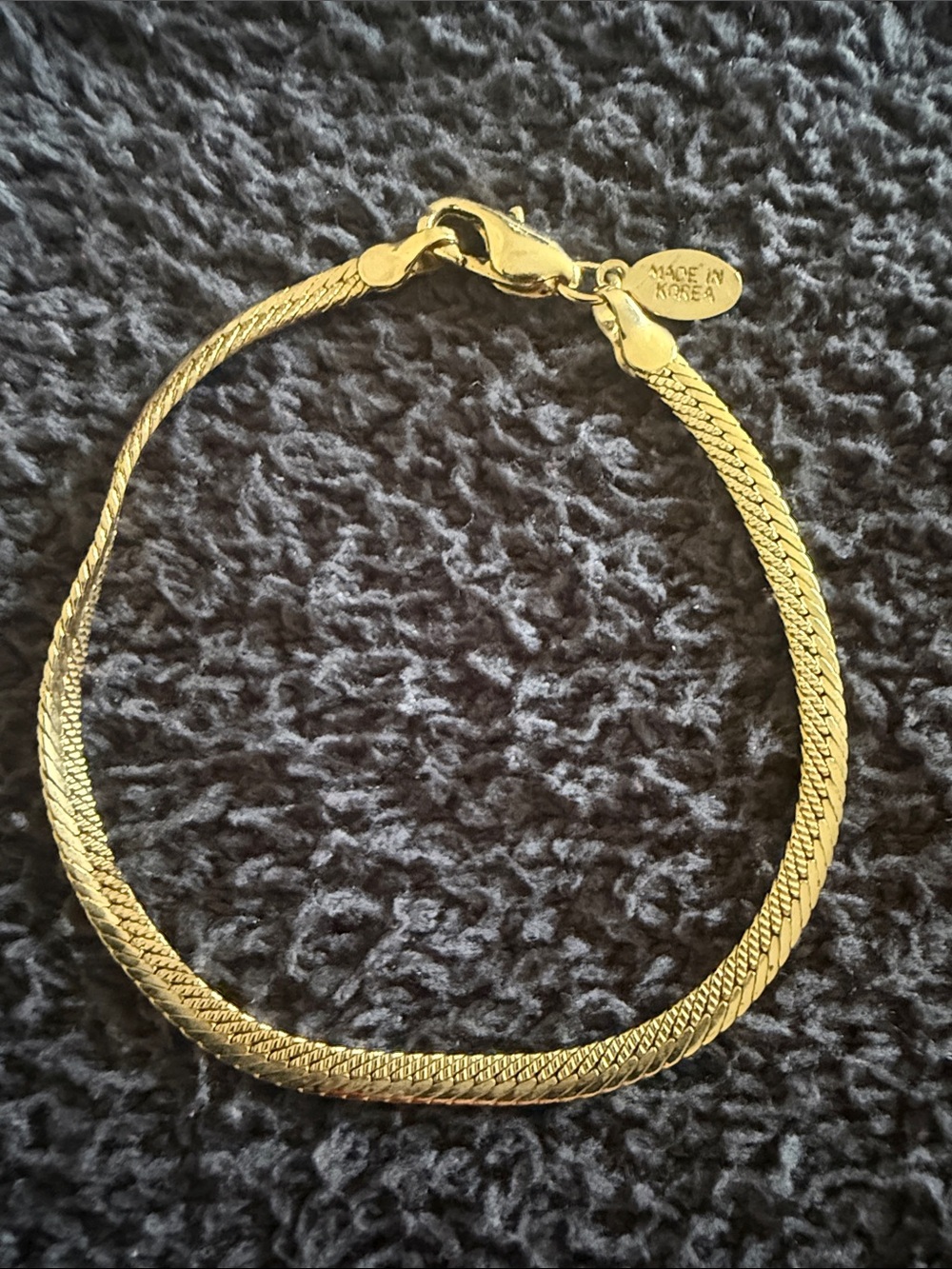 Gold Tone Herringbone Chain Bracelet